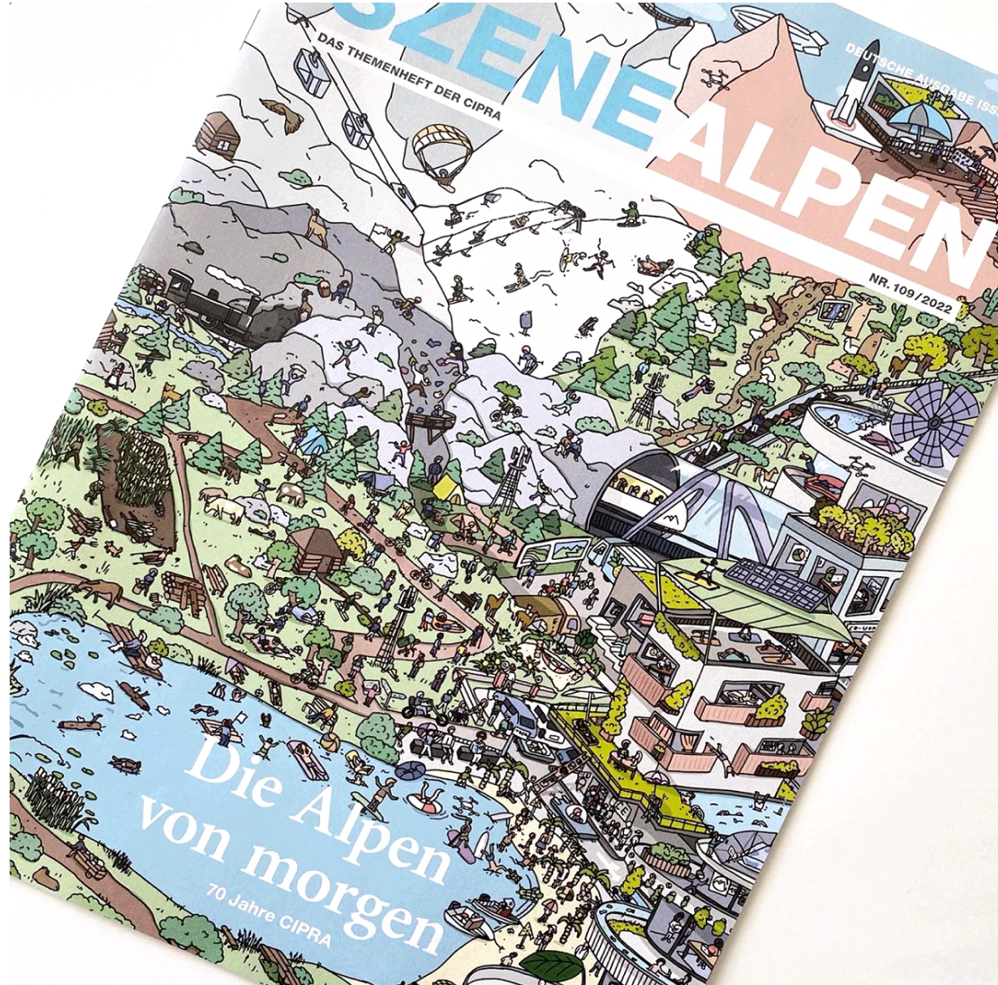 Wimmelbild für das Cover von Szene Alpen