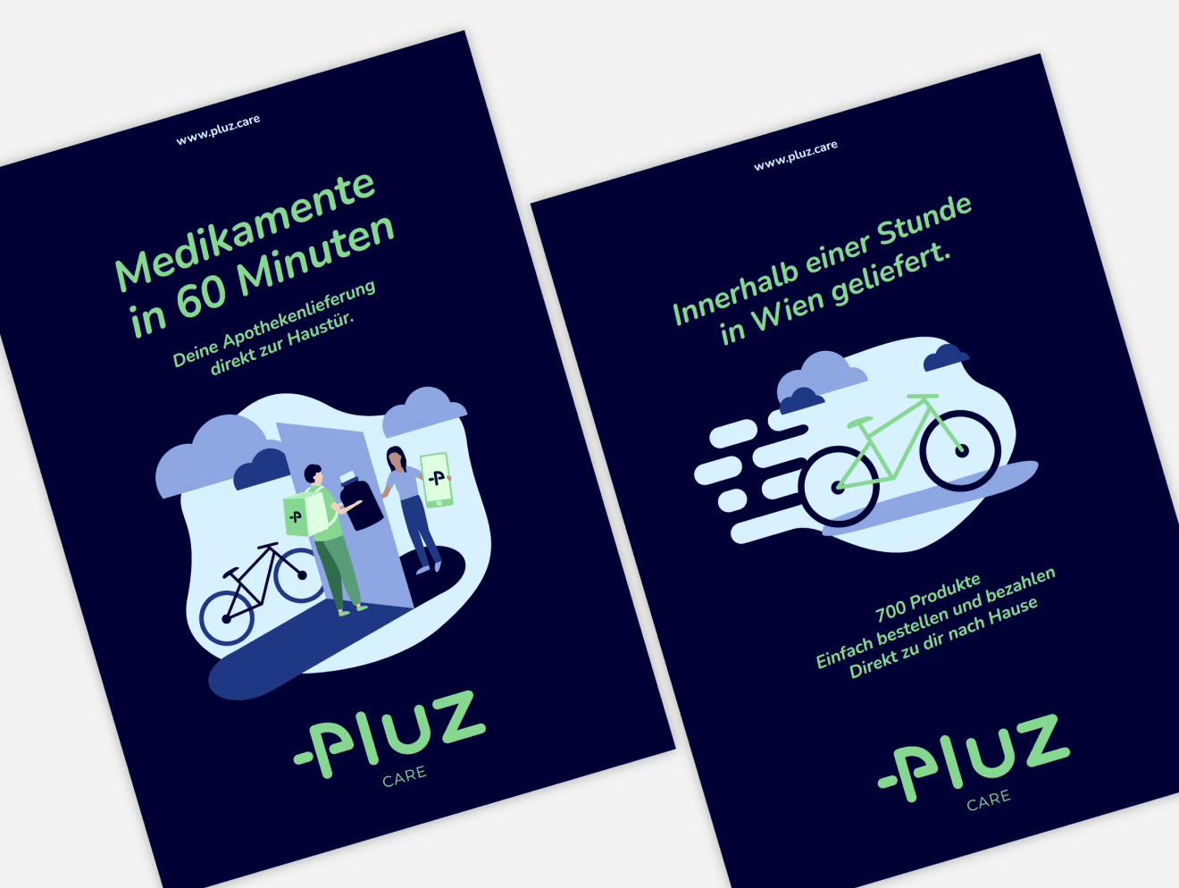 Flyergestaltung und Illustration für Pluz Care Wien