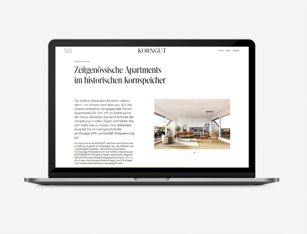 Webprogrammierung für KORNGUT Apartments